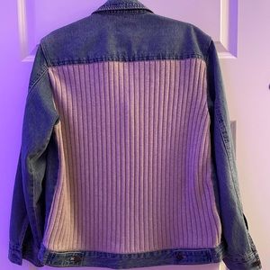 Jean jacket with sweater back.